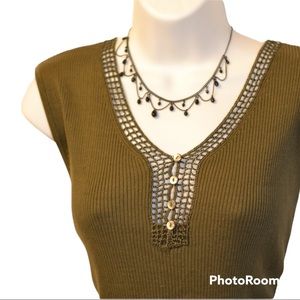 Jones New York Sleeveless Silk NWT XL Ribbed career Dressy Top stunning